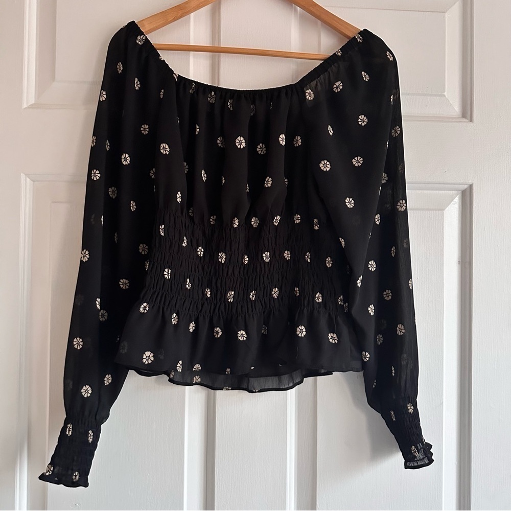 Madewell (Re)sourced‎ Georgette Square-Neck Smock-Waist Top in Bloom Dot Medium - Picture 8 of 9